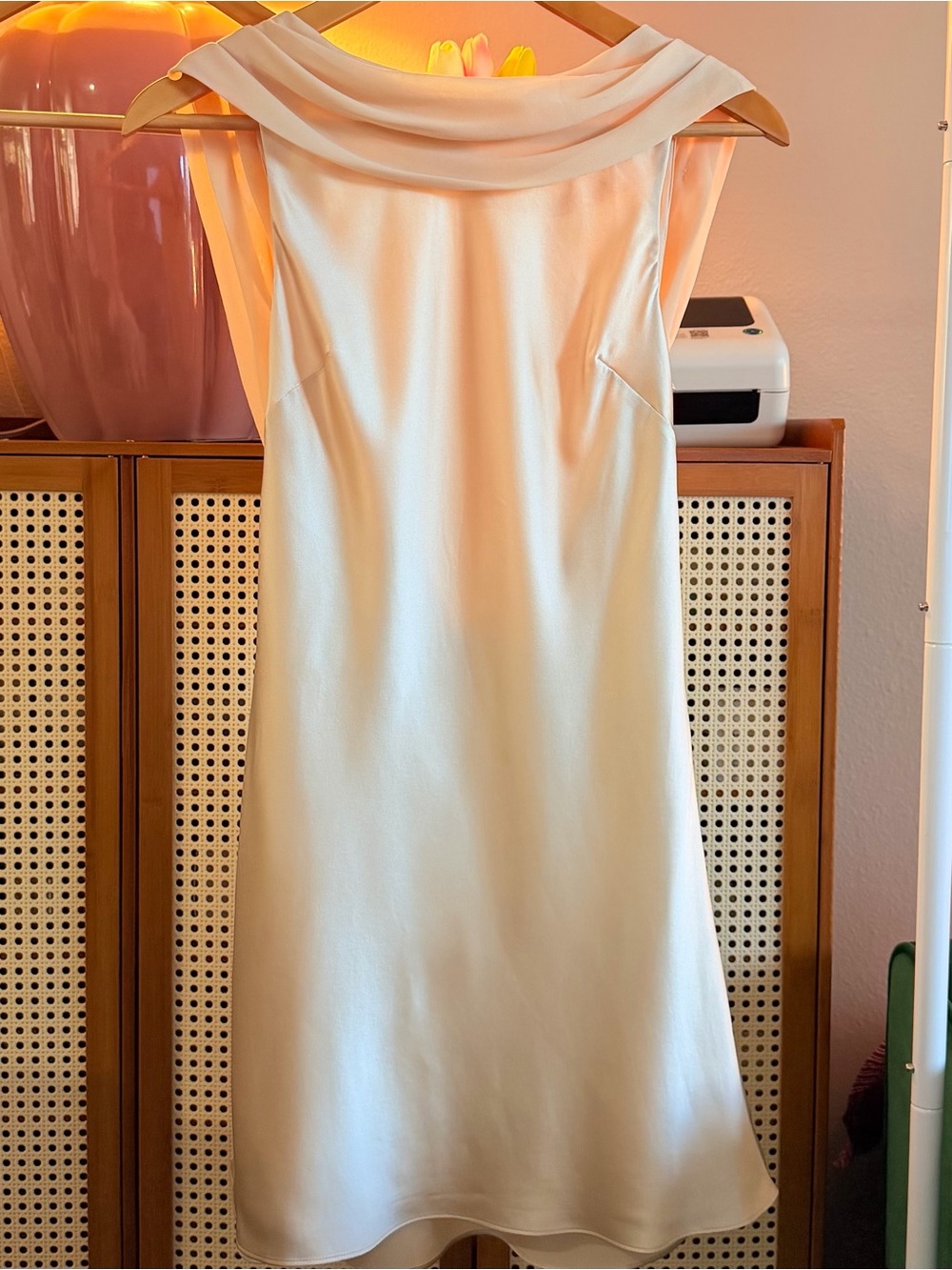 Reformation Jonelle Silk Dress In Almond, NWOT, NEVER WORN, NO FLAWS. - Picture 12 of 12